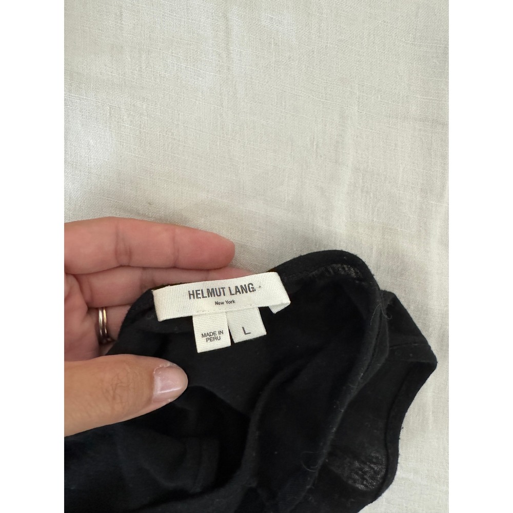 Helmut Lang Black Draped Pima Cotton Blend Tank Top Large - Picture 6 of 7